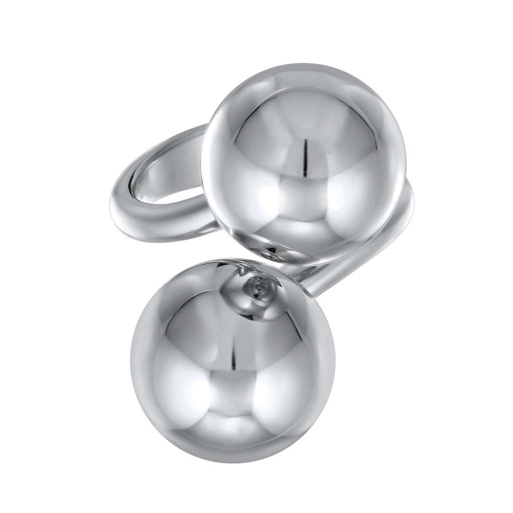 Silver - Elli PREMIUM | Double Sphere Cocktail Ring 925 Silver