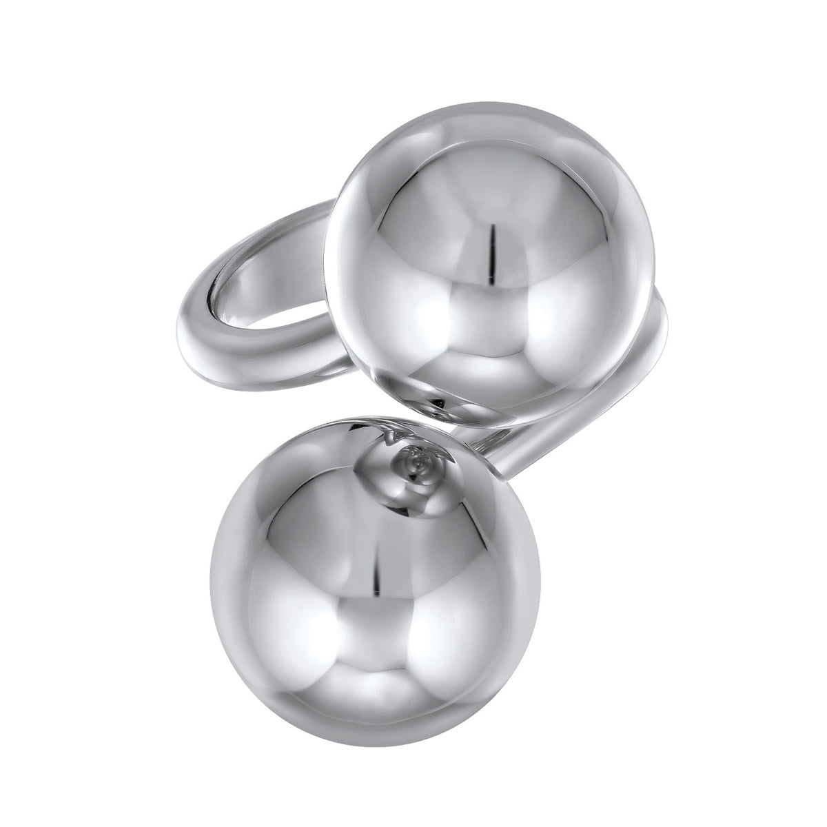 Silver - Elli PREMIUM | Double Sphere Cocktail Ring 925 Silver