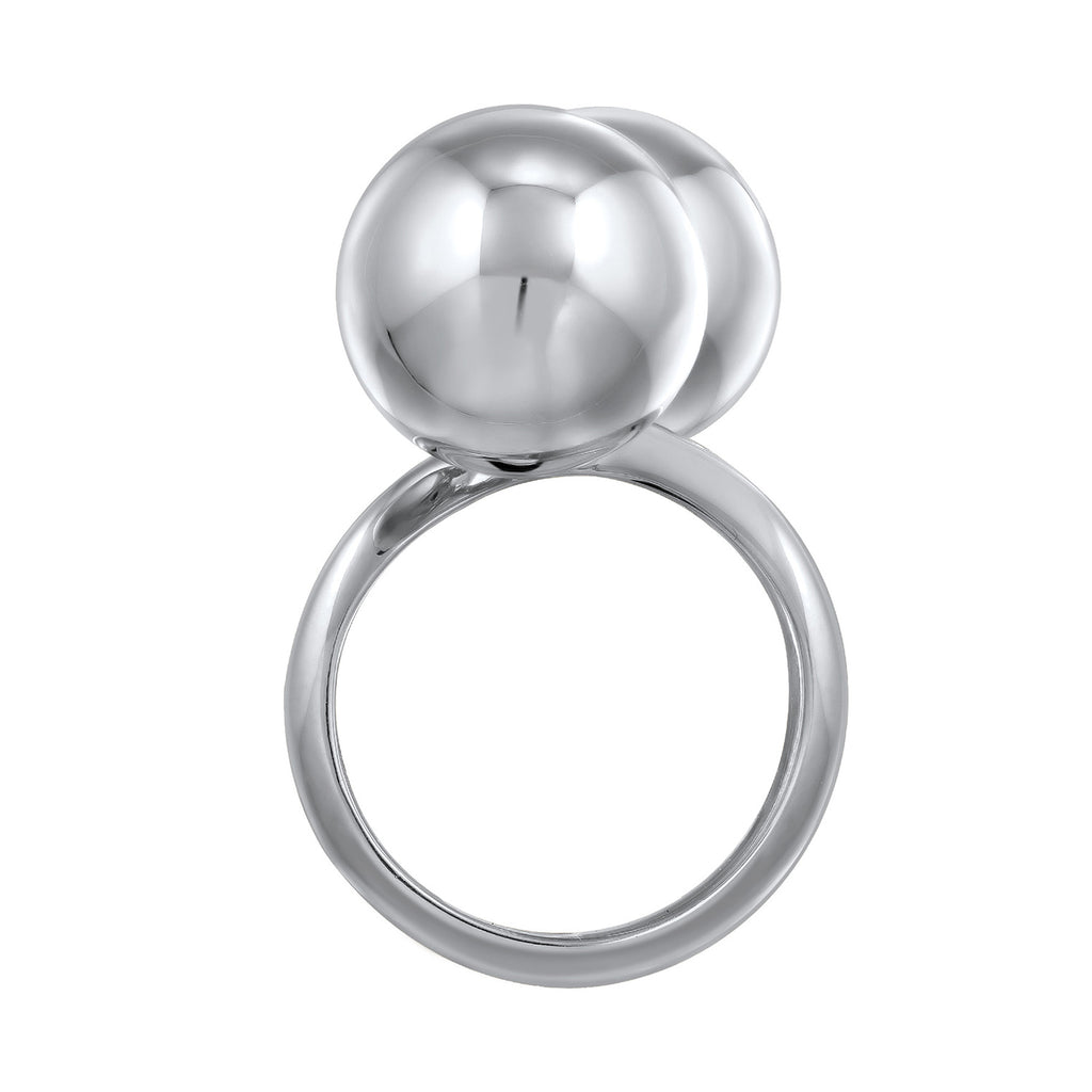 Silver - Elli PREMIUM | Double Sphere Cocktail Ring 925 Silver