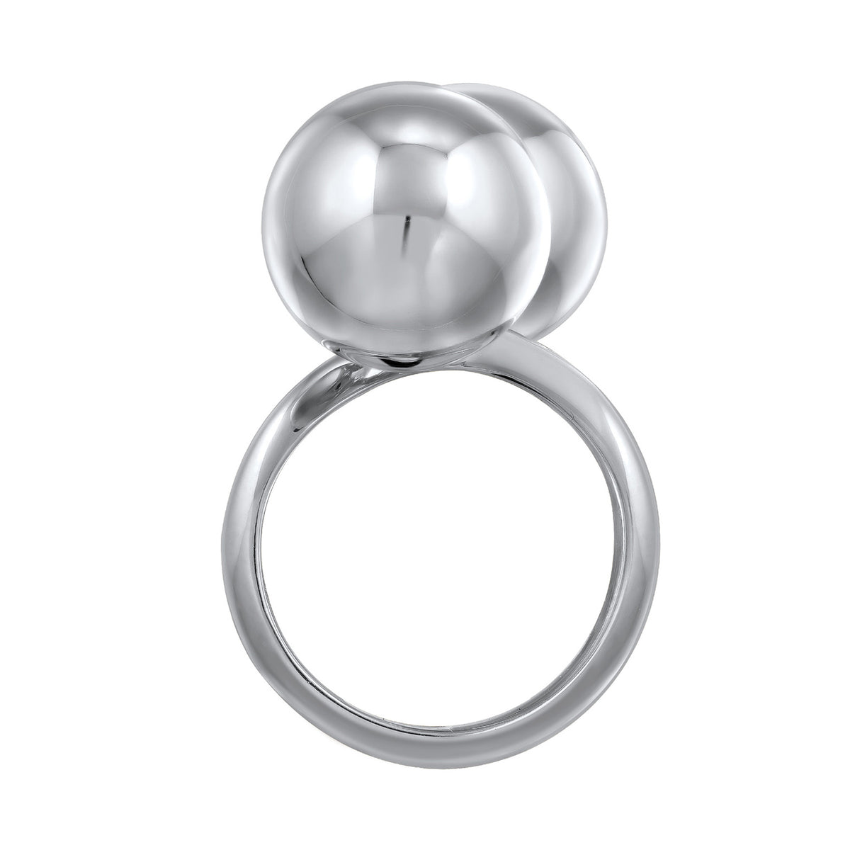Silver - Elli PREMIUM | Double Sphere Cocktail Ring 925 Silver