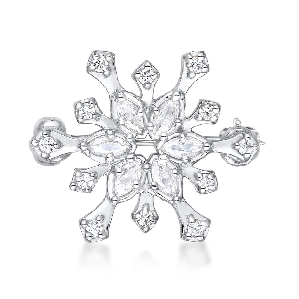 Elli Jewelry Accessories Women Snowflake Zirconia Marquise Cut White 925 Sterling Silver Christmas