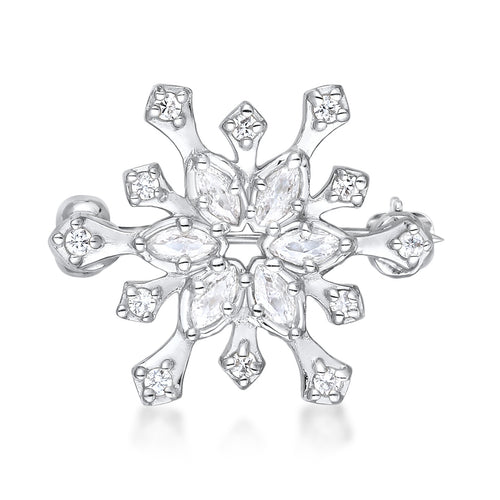 Elli Jewelry Accessories Women Snowflake Zirconia Marquise Cut White 925 Sterling Silver Christmas