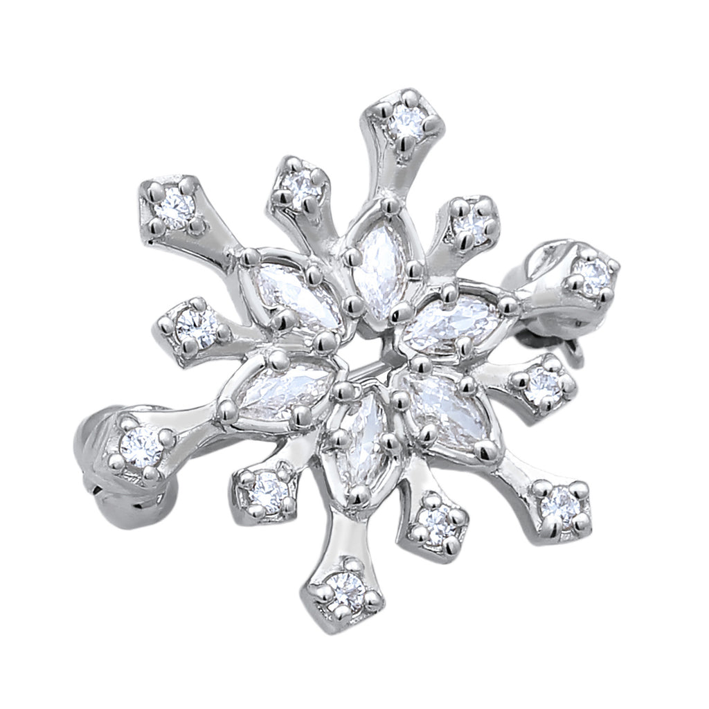 Elli Jewelry Accessories Women Snowflake Zirconia Marquise Cut White 925 Sterling Silver Christmas