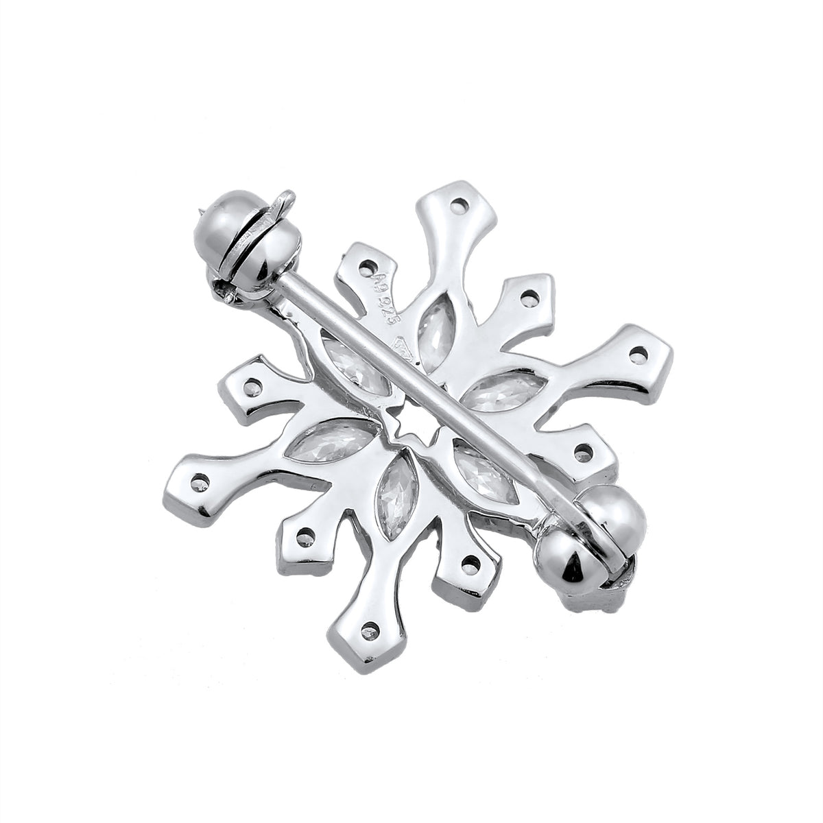 Elli Jewelry Accessories Women Snowflake Zirconia Marquise Cut White 925 Sterling Silver Christmas