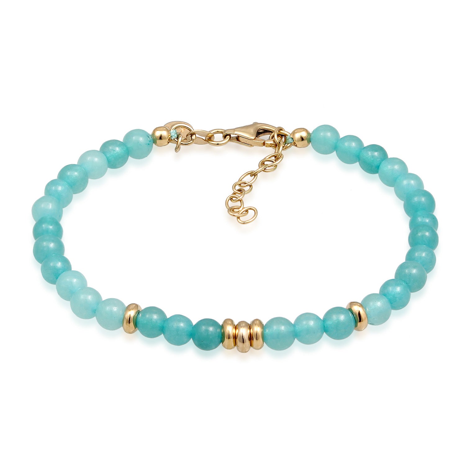 Light Blue Perhiasan Wanita Perak Asli Lapis Emas Gelang Ball dengan Amazonite