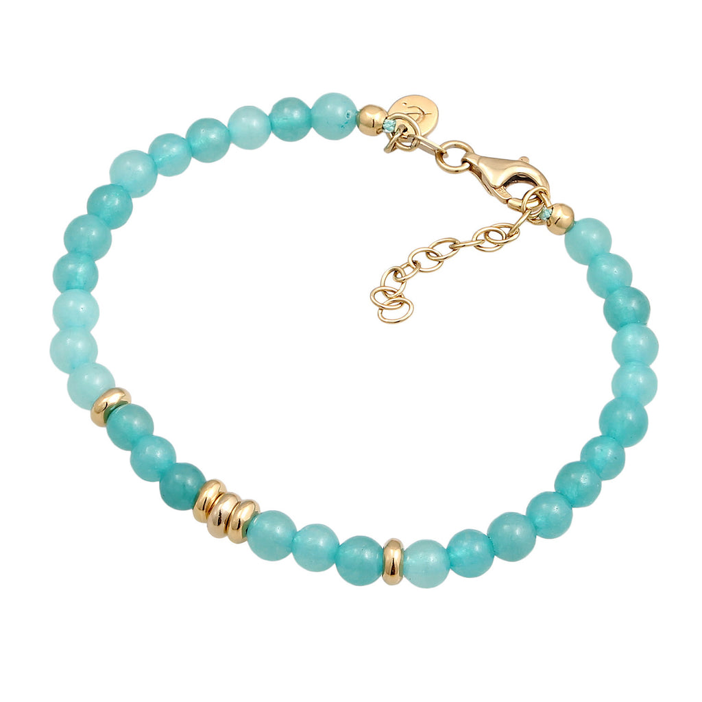 Light Blue Perhiasan Wanita Perak Asli Lapis Emas Gelang Ball dengan Amazonite