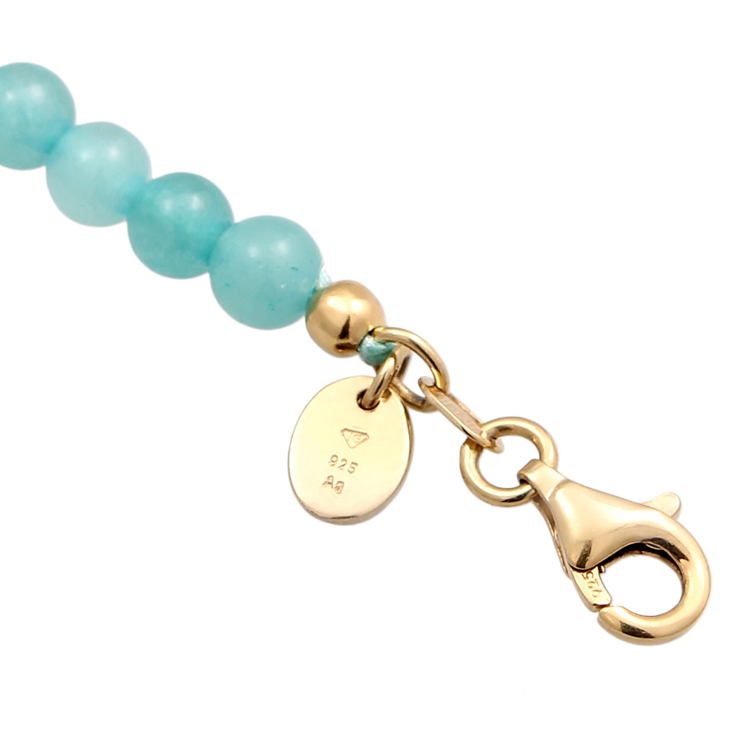 Light Blue Perhiasan Wanita Perak Asli Lapis Emas Gelang Ball dengan Amazonite