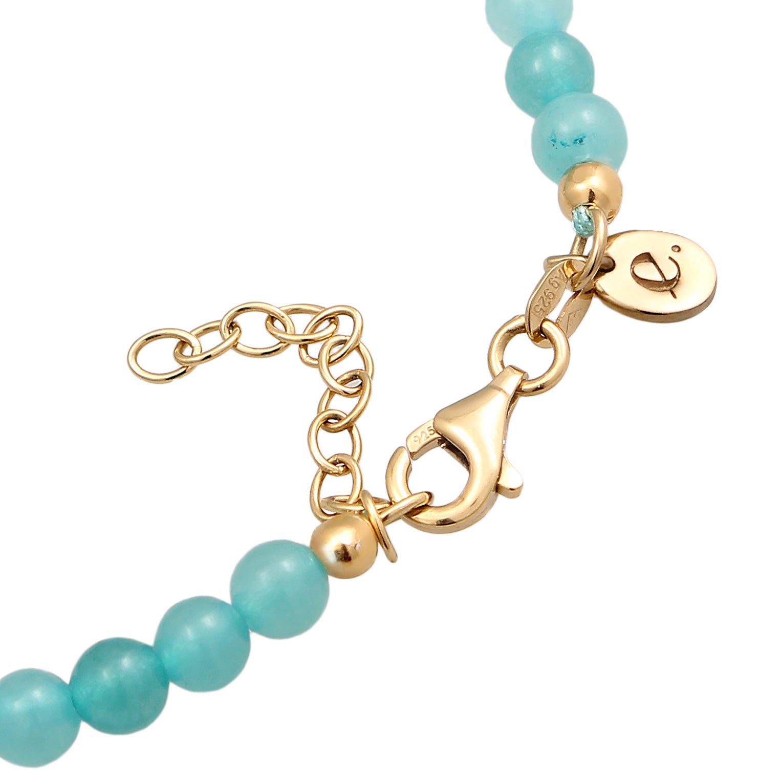Light Blue Perhiasan Wanita Perak Asli Lapis Emas Gelang Ball dengan Amazonite