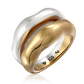 Chunky Organic Band Ring 925 Silver Bicolor