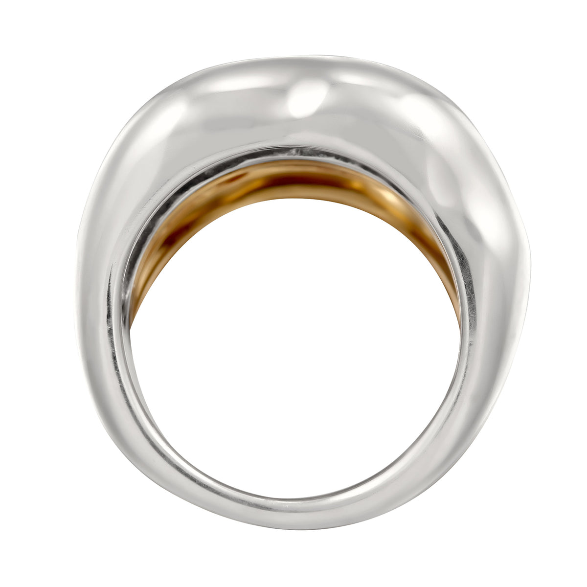 Chunky Organic Band Ring 925 Silver Bicolor