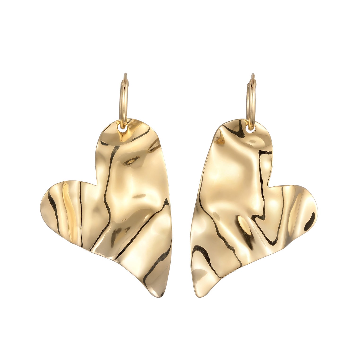 Gold Perhiasan Wanita Perak Asli Lapis Emas Anting Heart Organic