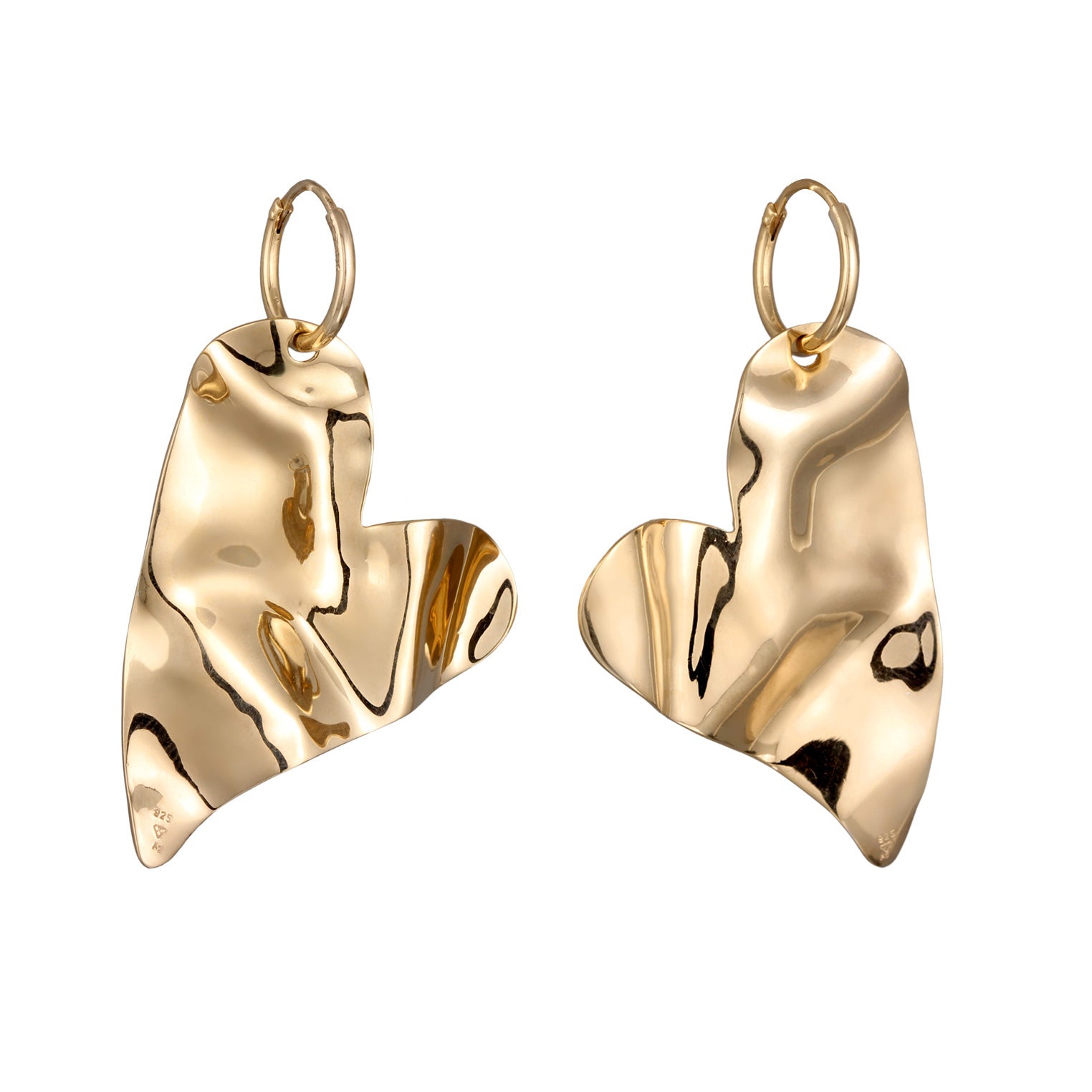 Gold Perhiasan Wanita Perak Asli Lapis Emas Anting Heart Organic