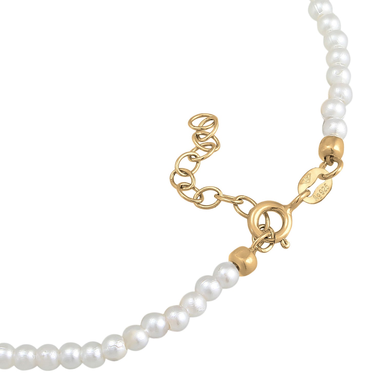 Gold Perhiasan Wanita Perak Asli Lapis Emas Gelang Kaki Ball Synthetic Pearl