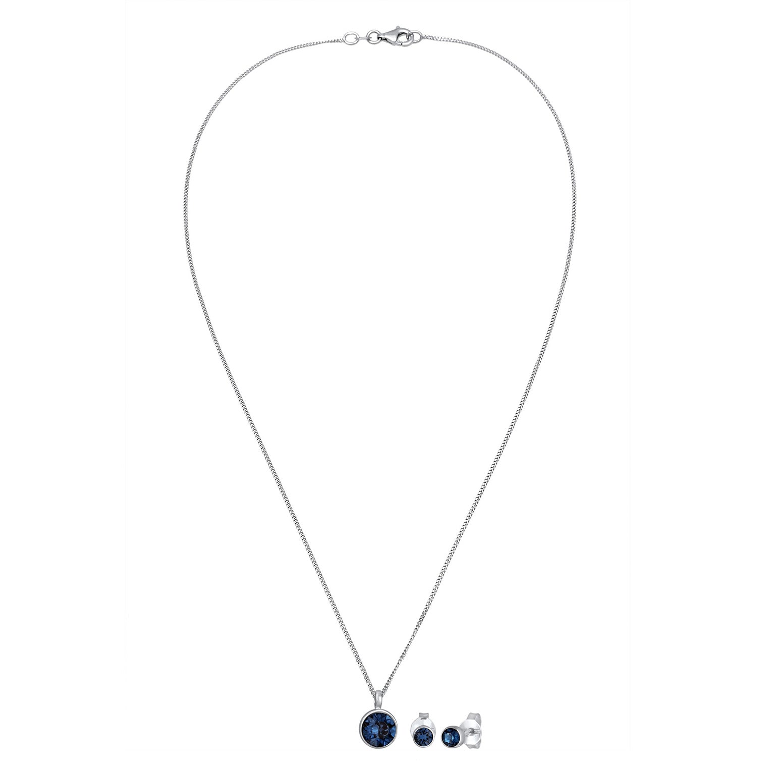 Blue Perhiasan Wanita Perak Asli Set Perhiasan Circle Armouredchain Crystals