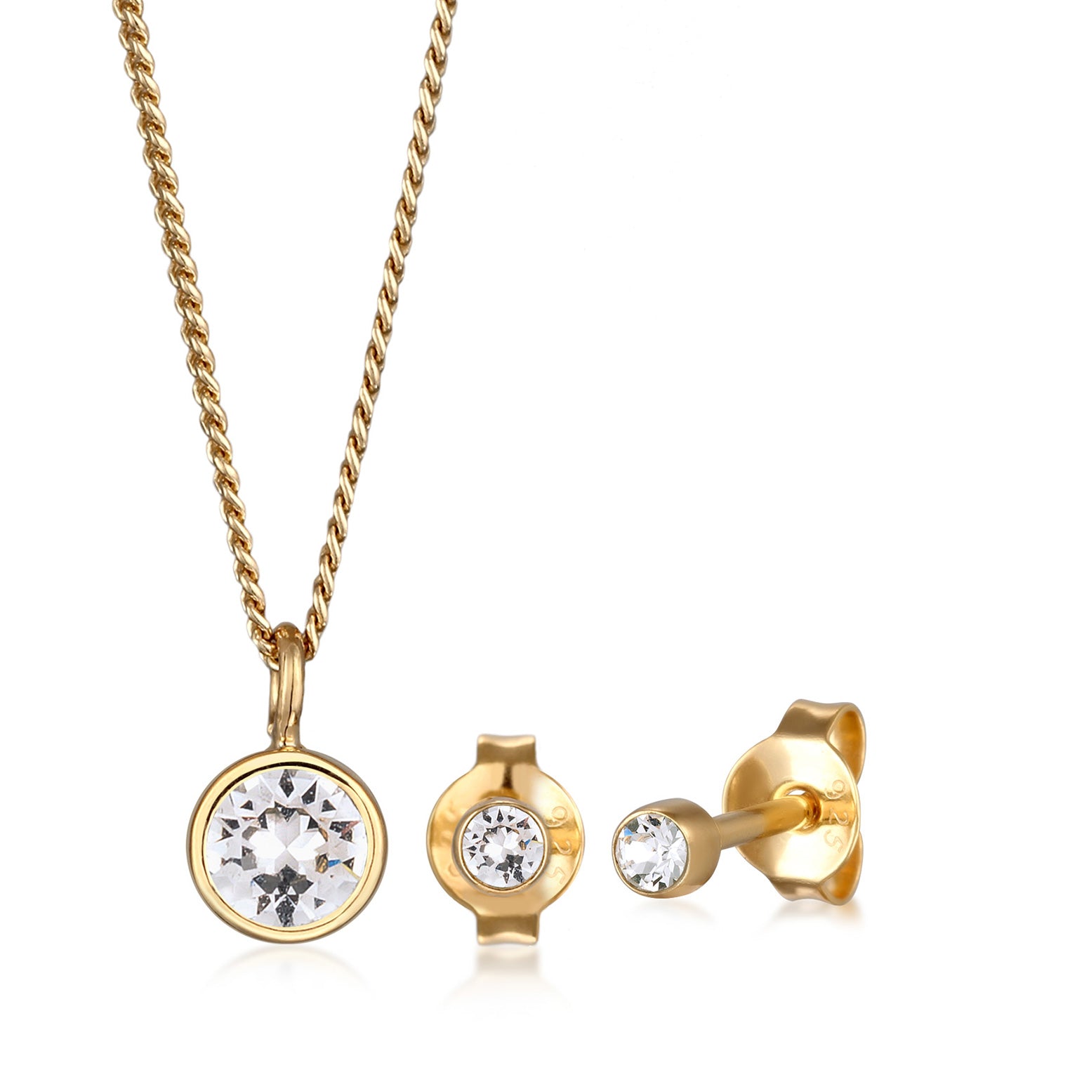 Gold Perhiasan Wanita Perak Asli Lapis Emas Set Circle Armouredchain Crystals