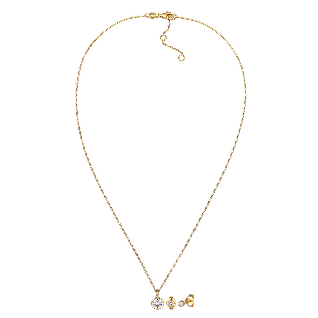 Gold Perhiasan Wanita Perak Asli Lapis Emas Set Circle Armouredchain Crystals