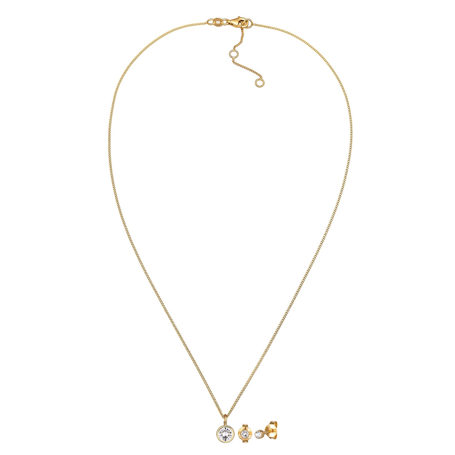Gold Perhiasan Wanita Perak Asli Lapis Emas Set Circle Armouredchain Crystals