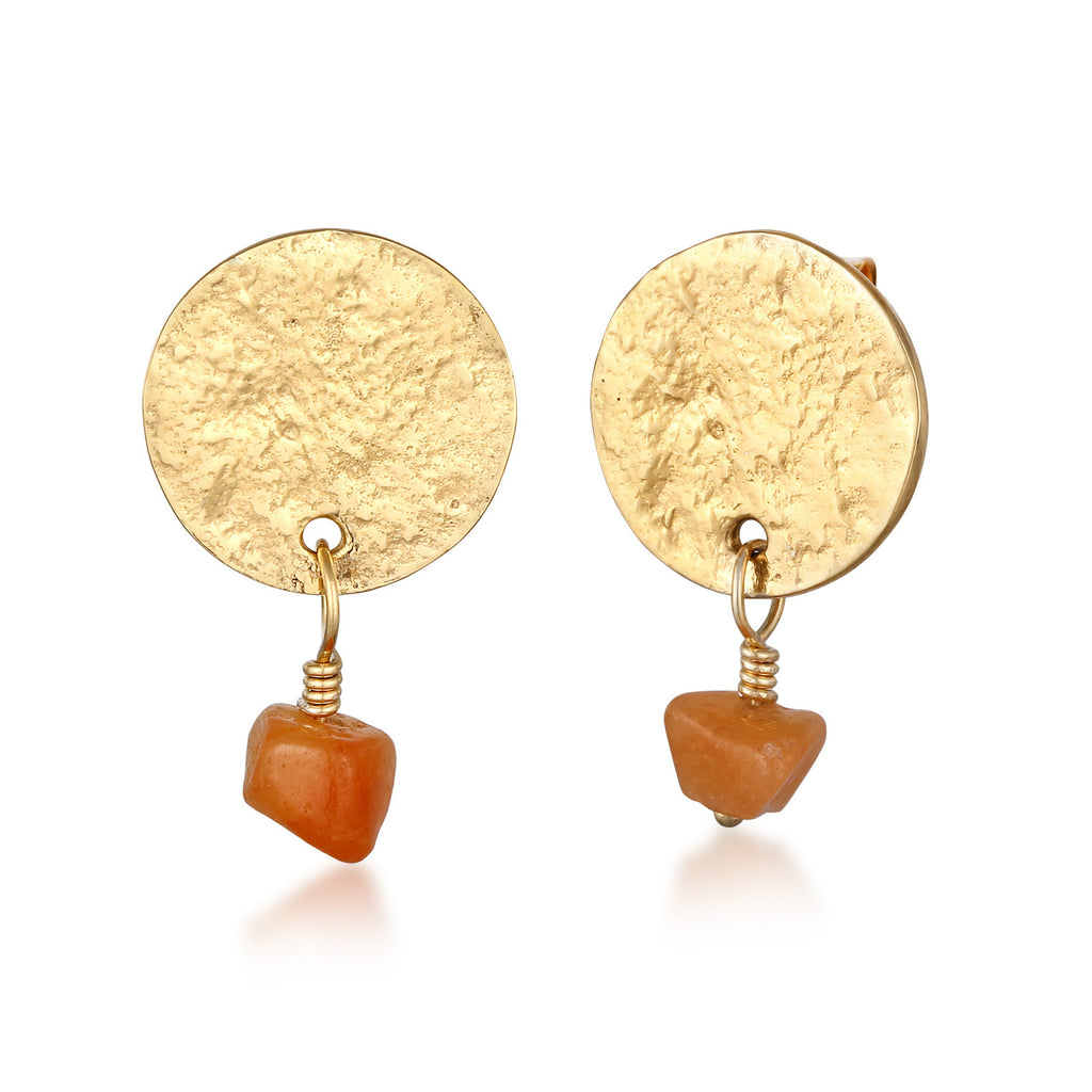 Gold Perhiasan Wanita Perak Asli Lapis Emas Anting Platelet Aventurine