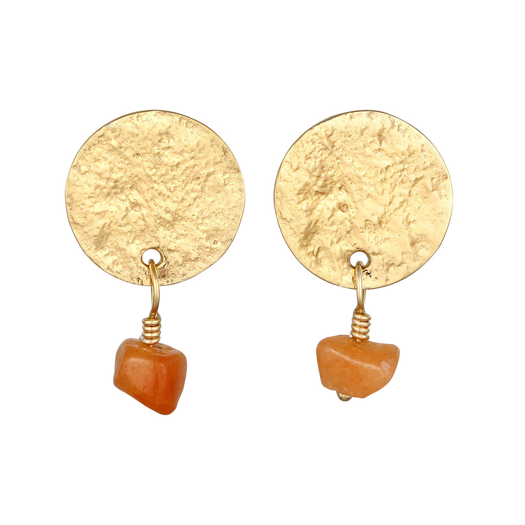 Gold Perhiasan Wanita Perak Asli Lapis Emas Anting Platelet Aventurine