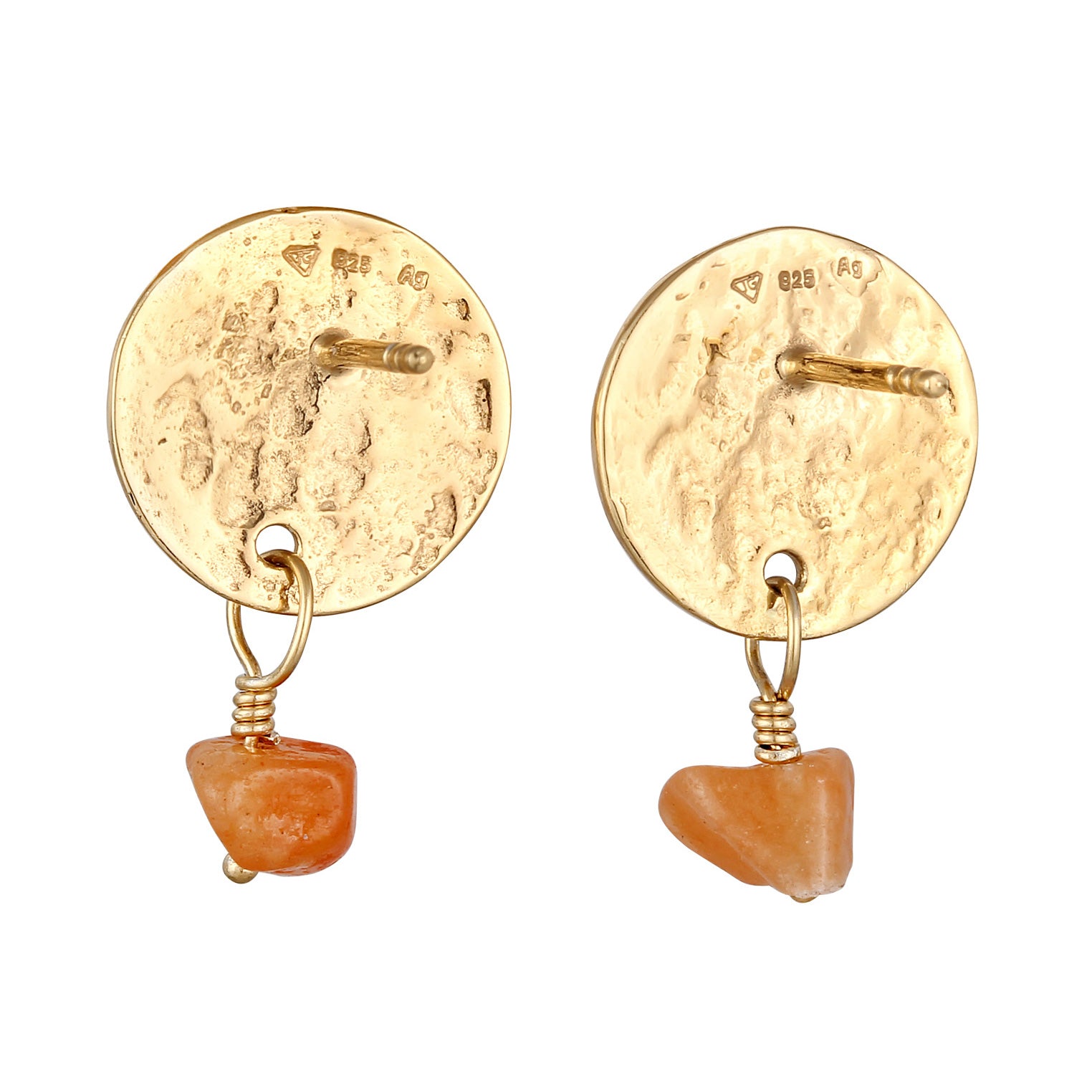 Gold Perhiasan Wanita Perak Asli Lapis Emas Anting Platelet Aventurine