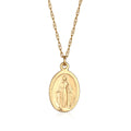 Gold Kalung Perhiasan Perak 925 Wanita Image of Mary Oval Gold Plated