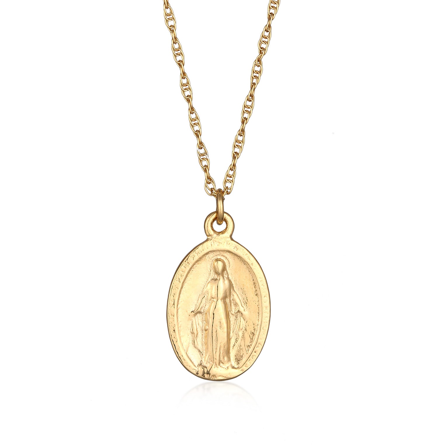 Gold Kalung Perhiasan Perak 925 Wanita Image of Mary Oval Gold Plated
