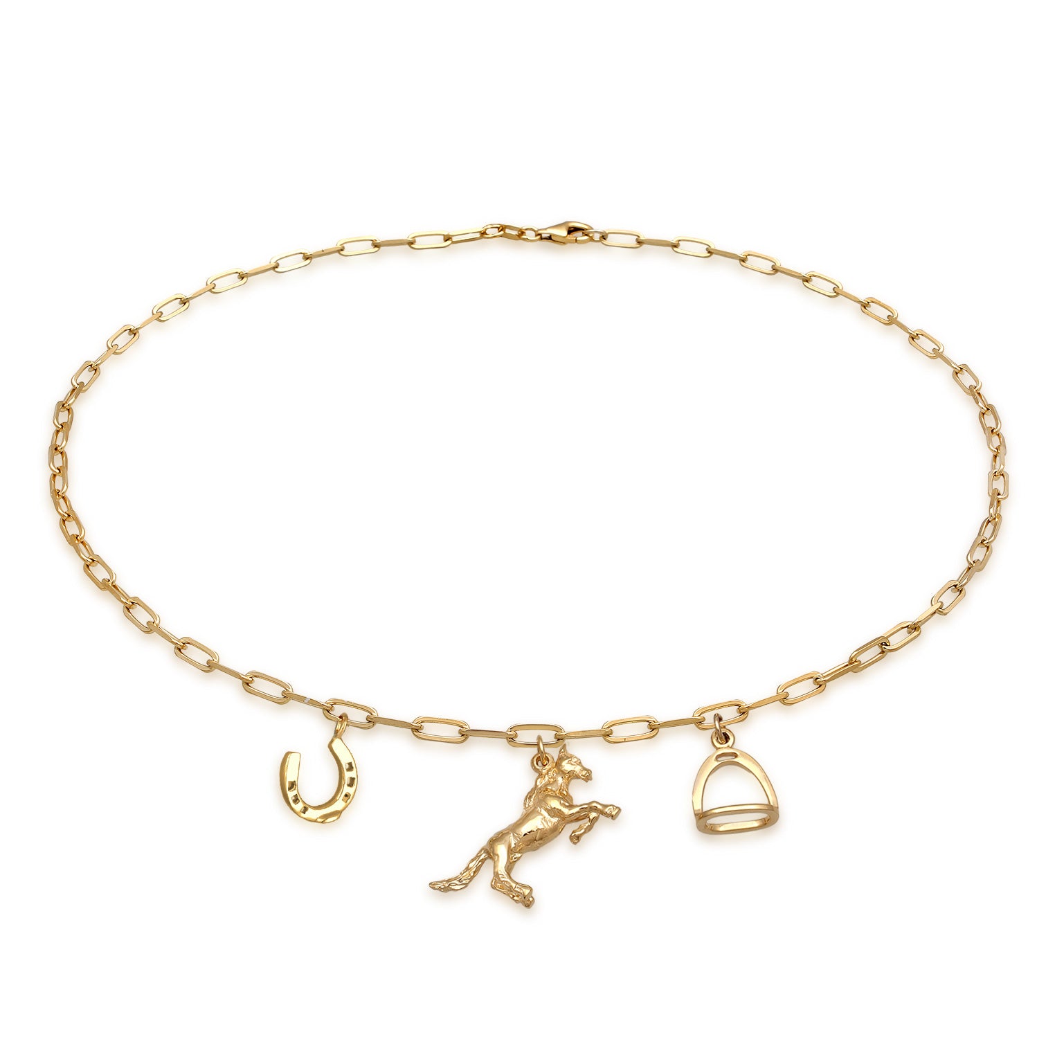 Gold Perhiasan Wanita Perak Asli Lapis Emas Kalung Horseshoe Long Link Chain