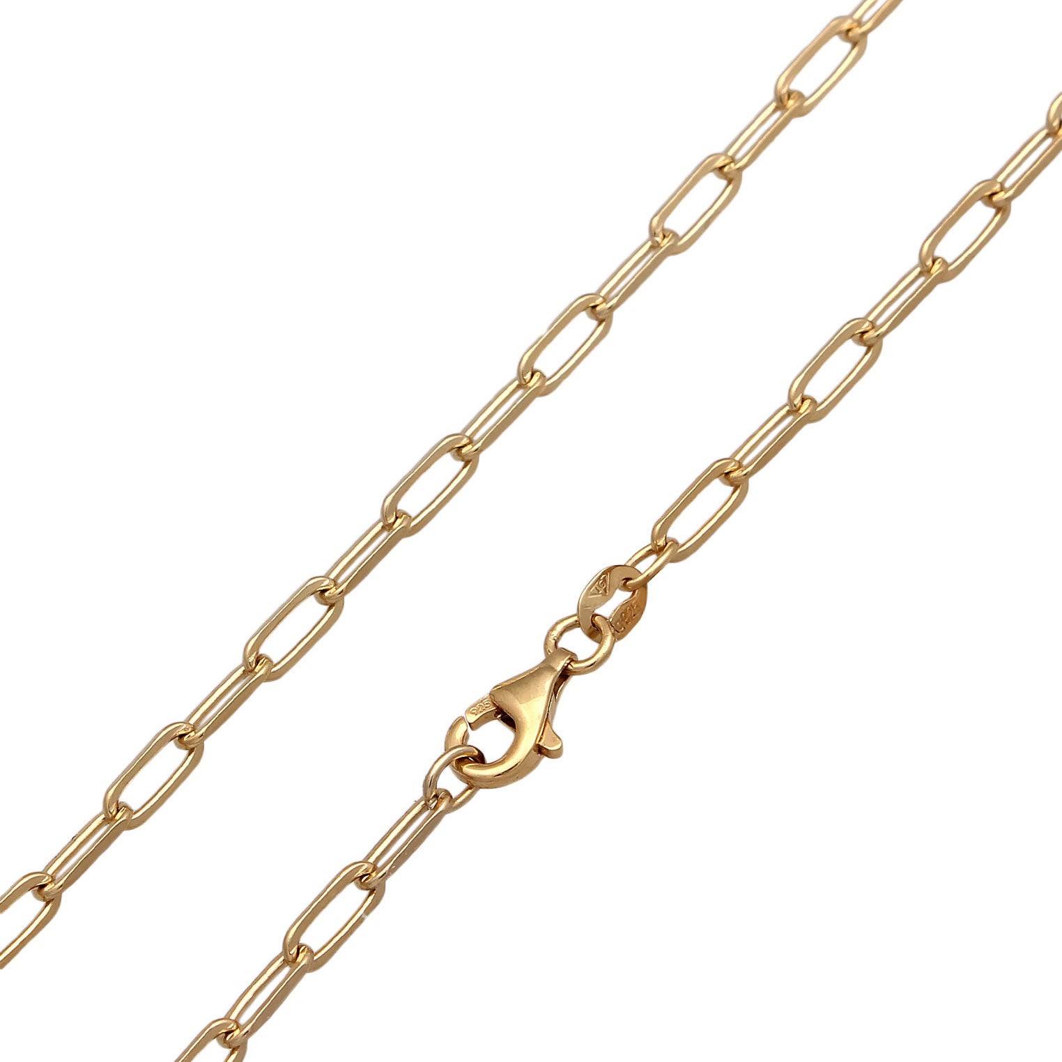 Gold Perhiasan Wanita Perak Asli Lapis Emas Kalung Horseshoe Long Link Chain