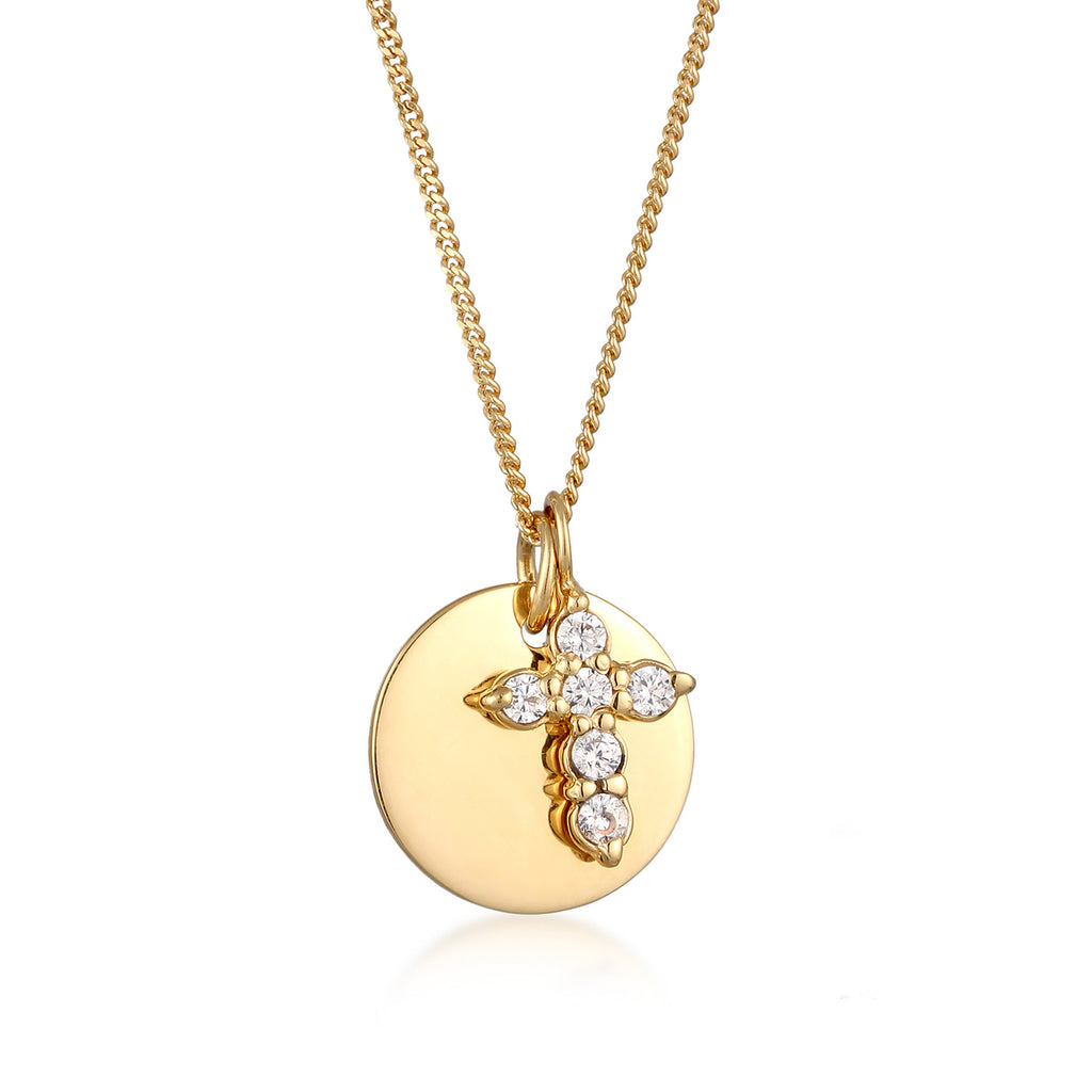 Kalung perak 925 lapis emas dengan liontin salib elegan Elli Jewelry
