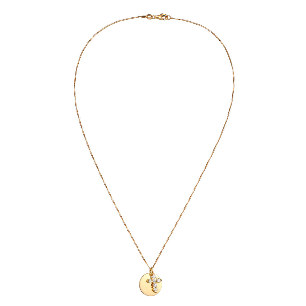 Kalung perak 925 lapis emas dengan liontin salib elegan Elli Jewelry
