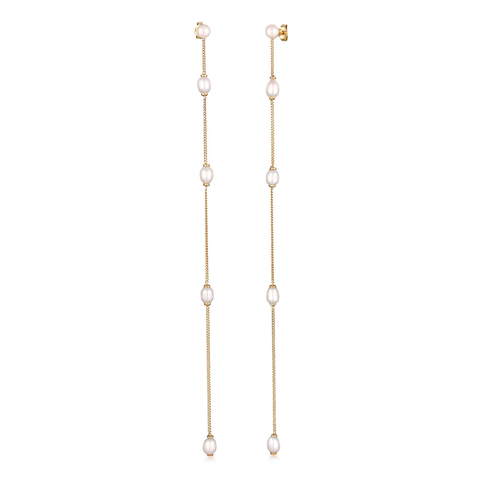 Gold Anting Stud Earrings Perak 925 Lapis Emas Wanita Mutiara Tunangan