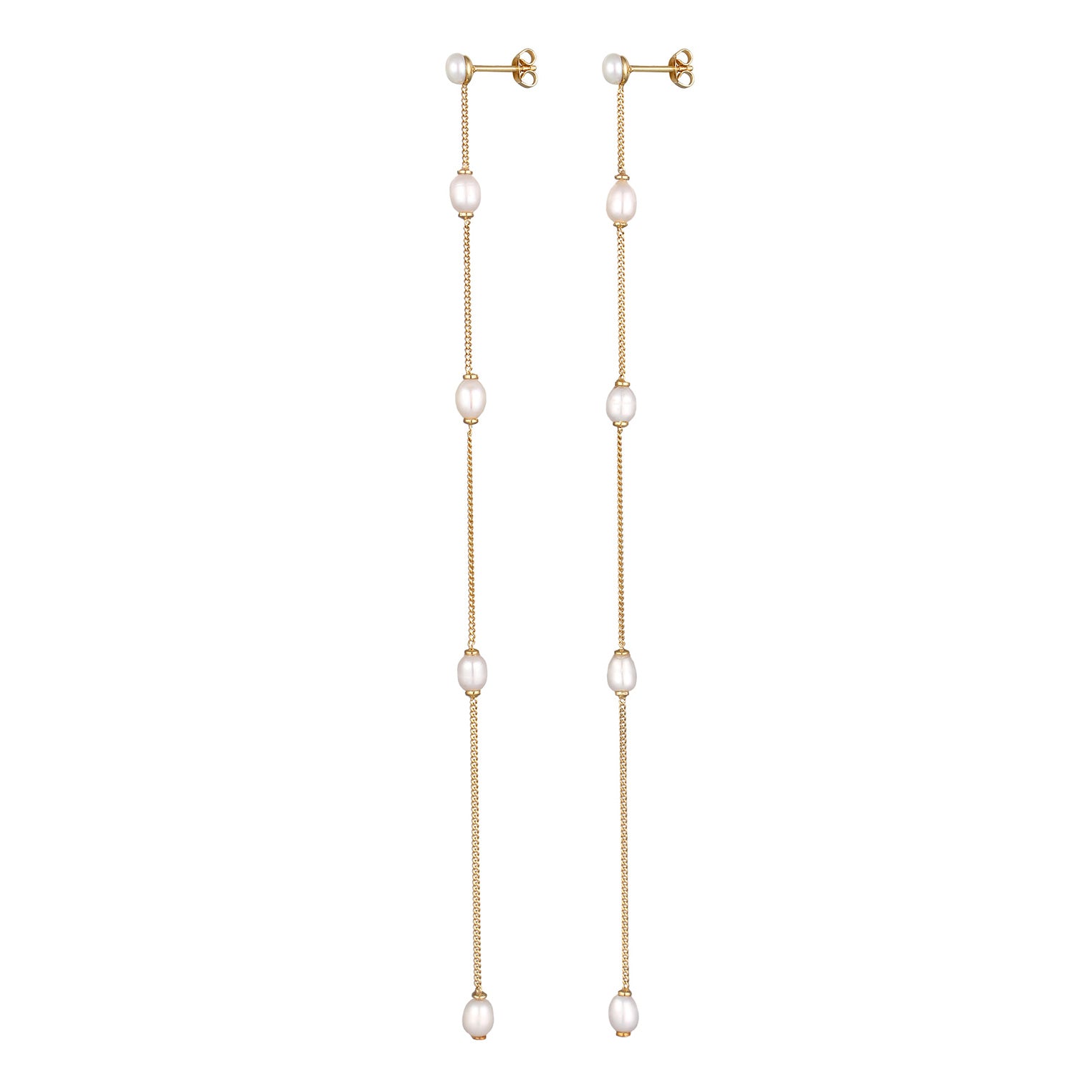 Gold Anting Stud Earrings Perak 925 Lapis Emas Wanita Mutiara Tunangan