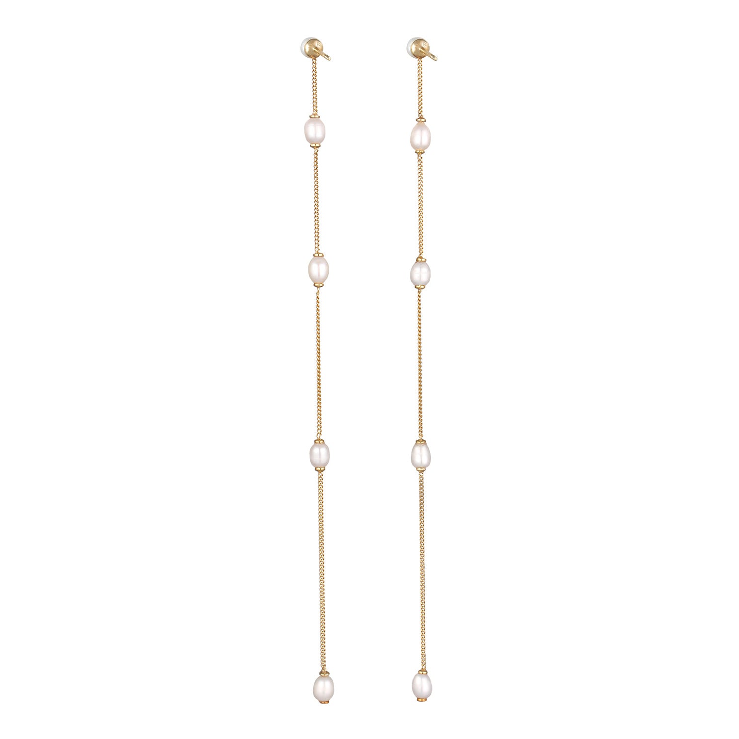 Gold Anting Stud Earrings Perak 925 Lapis Emas Wanita Mutiara Tunangan