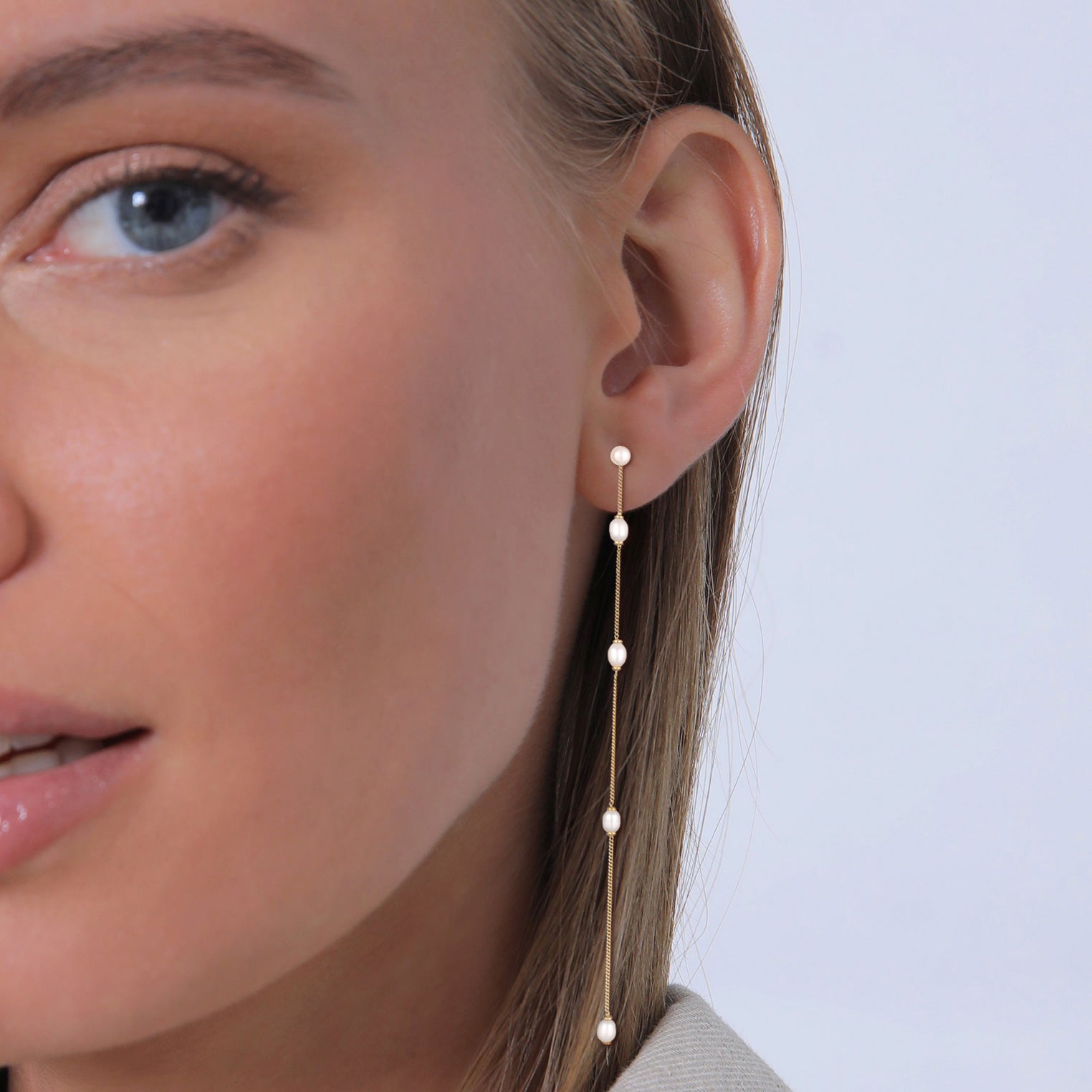 Gold Anting Stud Earrings Perak 925 Lapis Emas Wanita Mutiara Tunangan