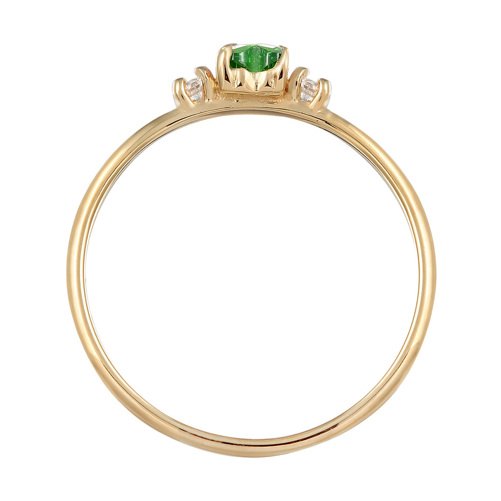 Green Cincin Perhiasan Perak 925 Wanita Heart Zirconia Gold Plated
