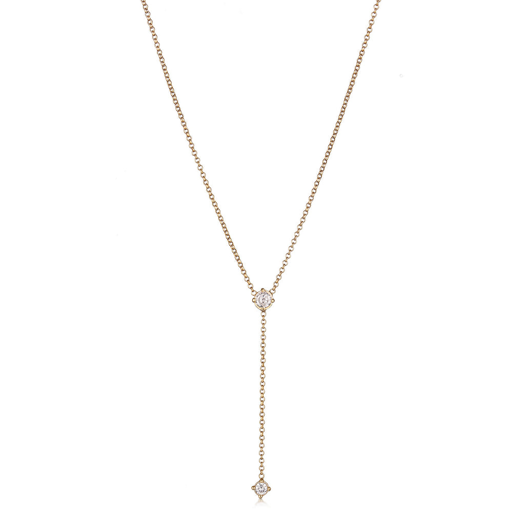 Gold Kalung Perhiasan Perak 925 Wanita Y Zirconia Gold Plated