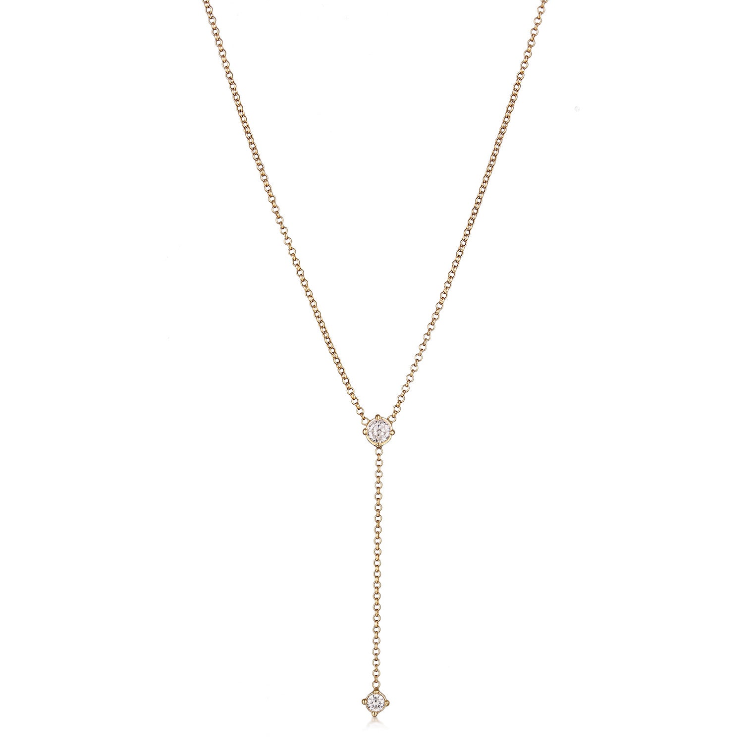 Gold Kalung Perhiasan Perak 925 Wanita Y Zirconia Gold Plated