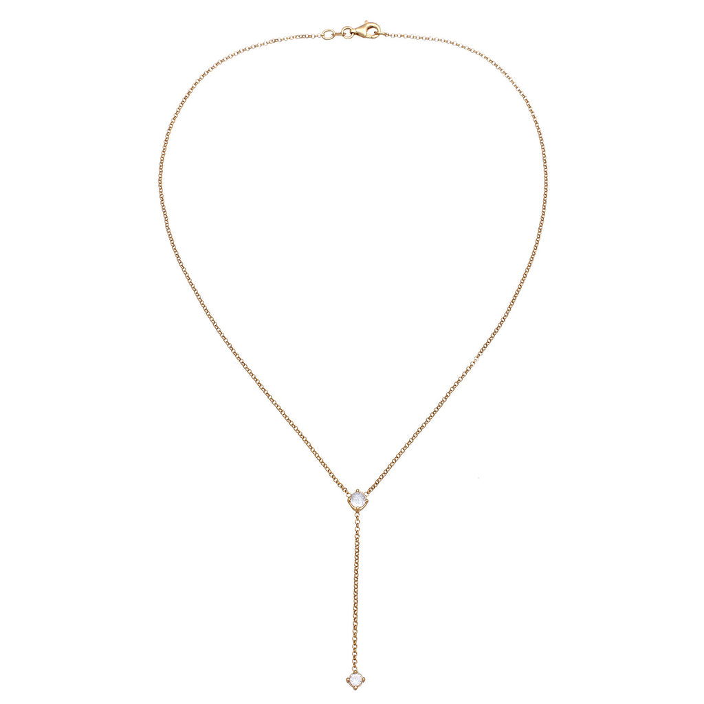 Gold Kalung Perhiasan Perak 925 Wanita Y Zirconia Gold Plated