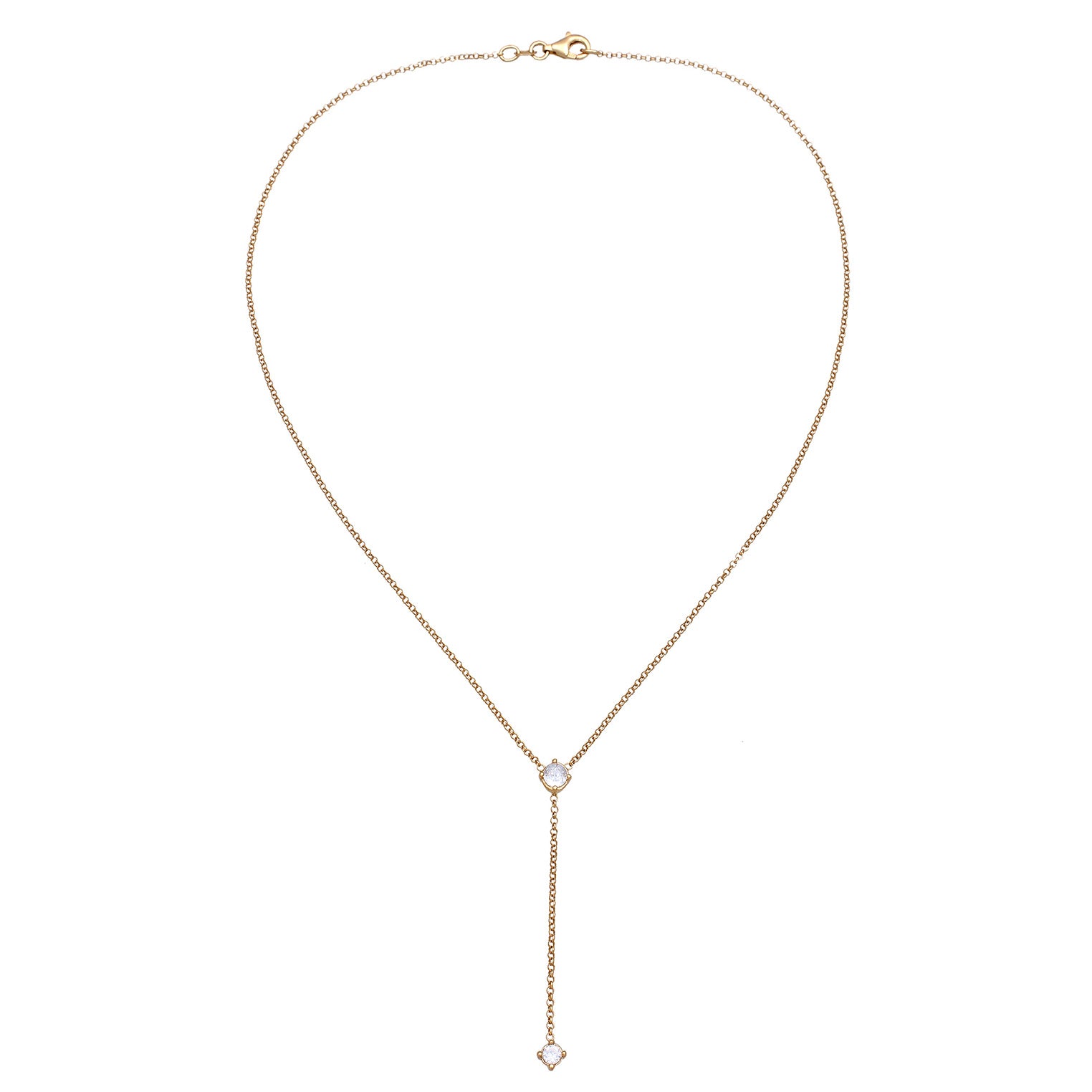 Gold Kalung Perhiasan Perak 925 Wanita Y Zirconia Gold Plated