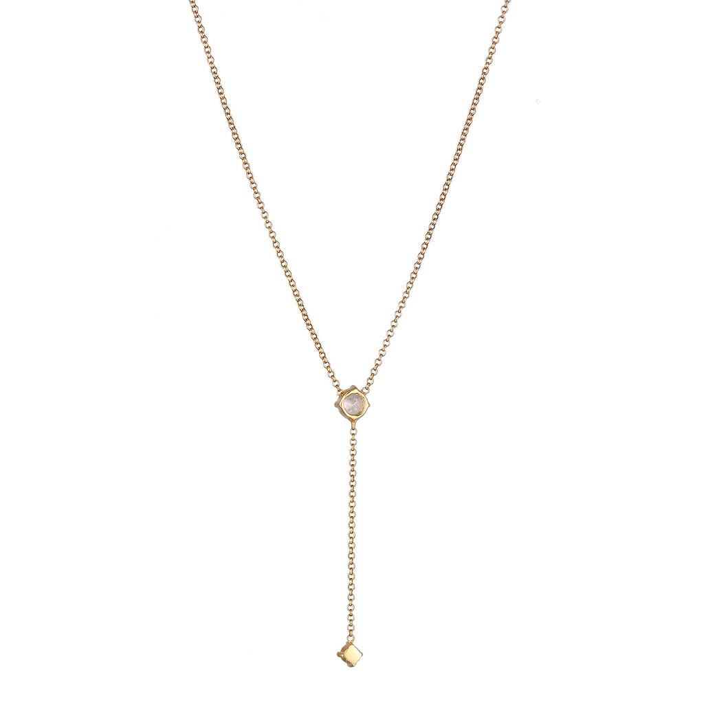 Gold Kalung Perhiasan Perak 925 Wanita Y Zirconia Gold Plated