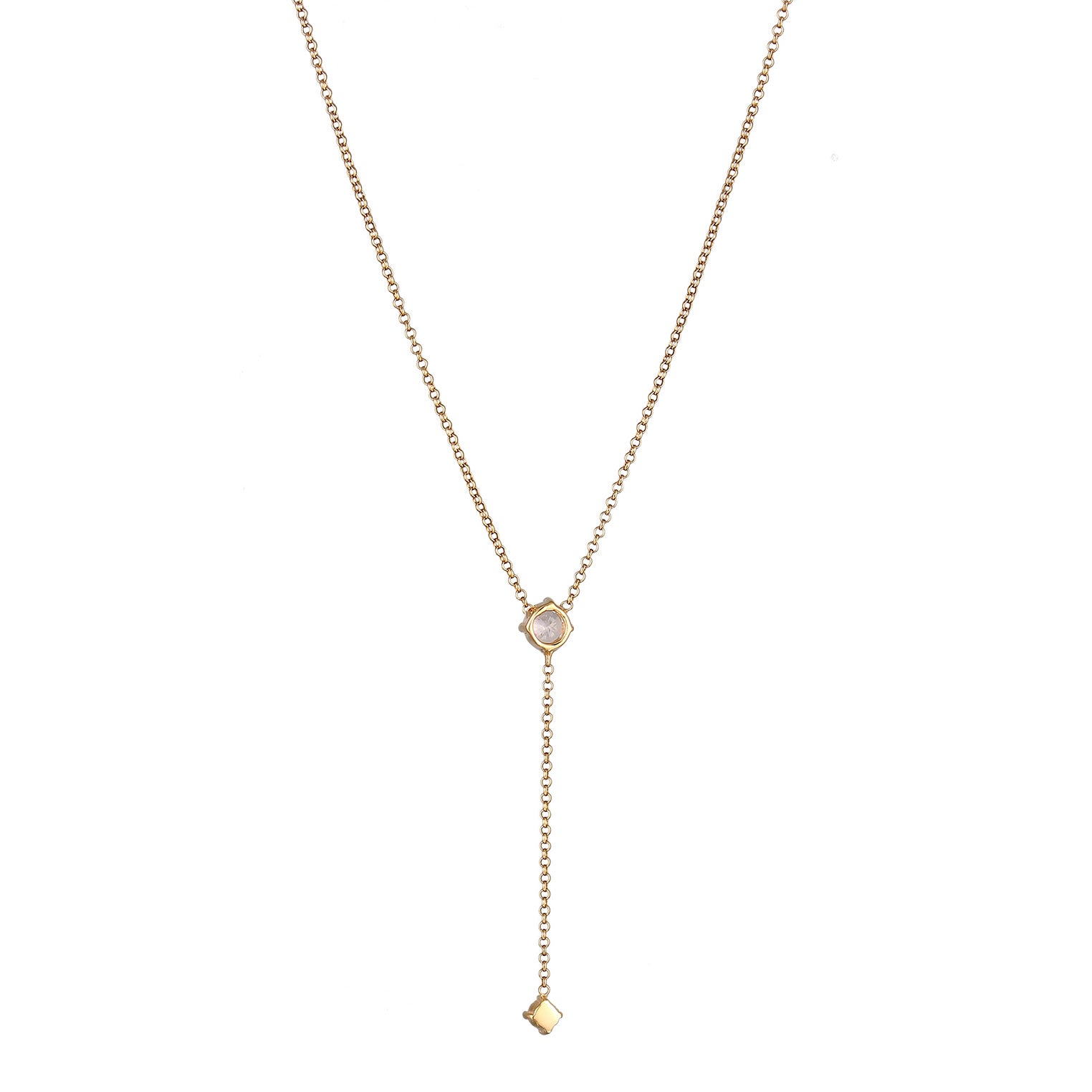 Gold Kalung Perhiasan Perak 925 Wanita Y Zirconia Gold Plated