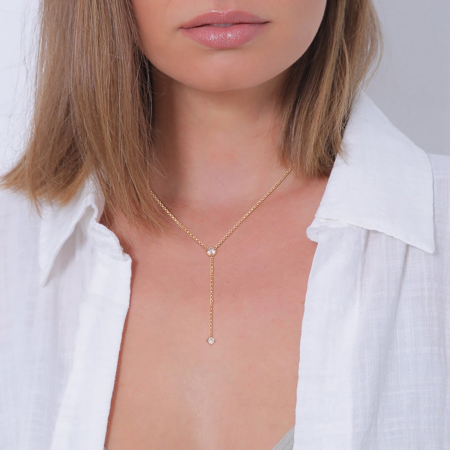 Gold Kalung Perhiasan Perak 925 Wanita Y Zirconia Gold Plated