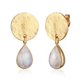 Gold Anting Perhiasan Perak 925 Wanita Drop Moonstone Gold Plated