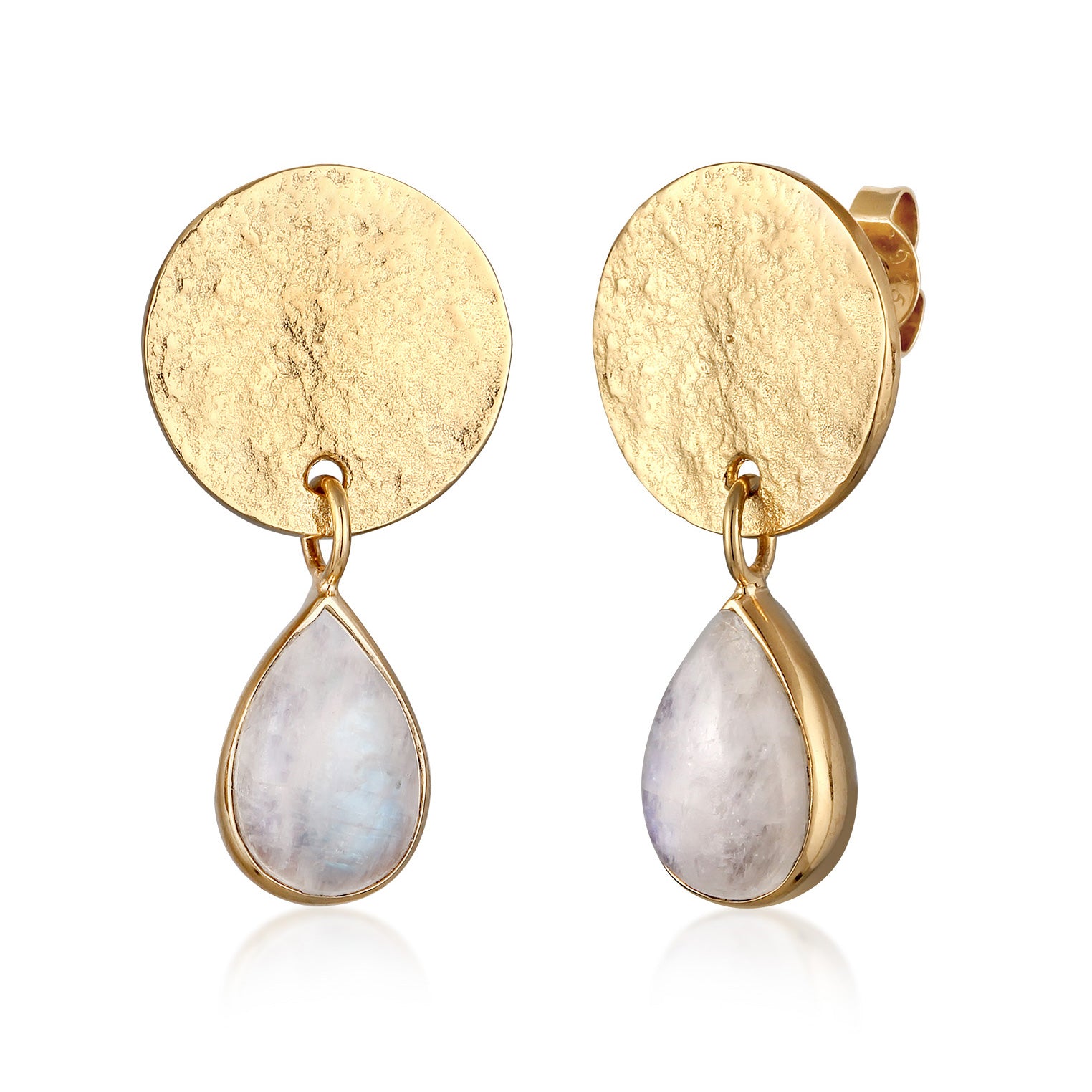 Gold Anting Perhiasan Perak 925 Wanita Drop Moonstone Gold Plated
