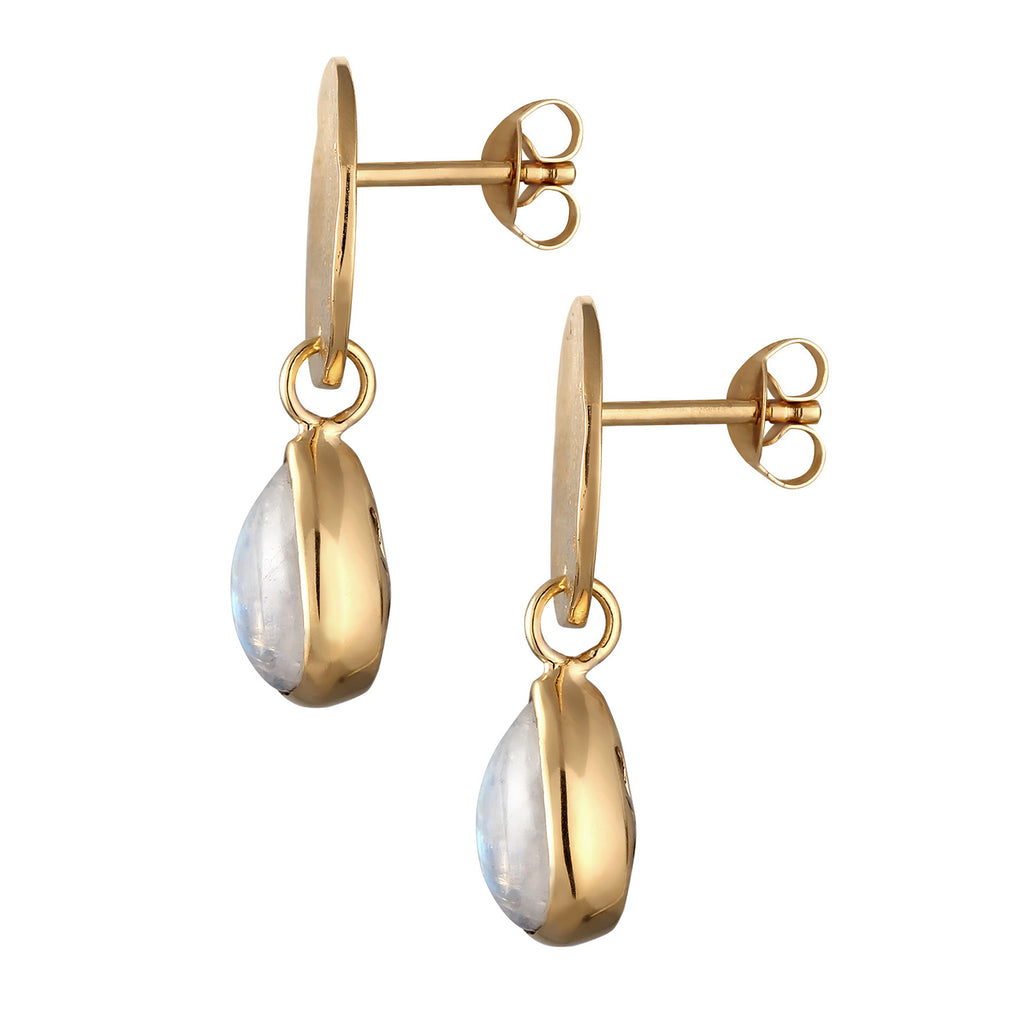Gold Anting Perhiasan Perak 925 Wanita Drop Moonstone Gold Plated