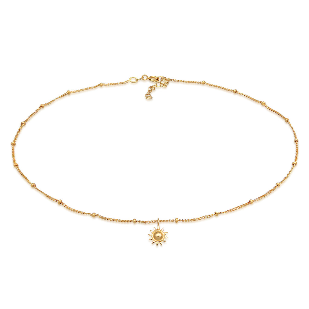 Gold Kalung Perhiasan Perak 925 Wanita Sun Choker Gold Plated