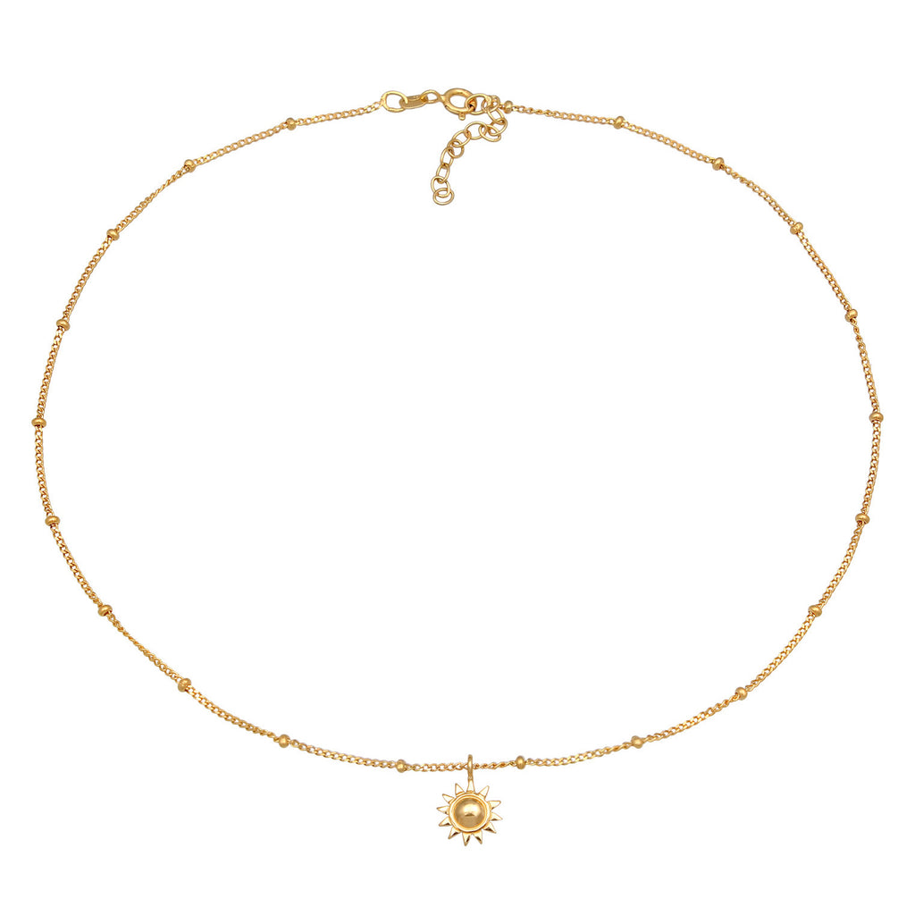 Gold Kalung Perhiasan Perak 925 Wanita Sun Choker Gold Plated