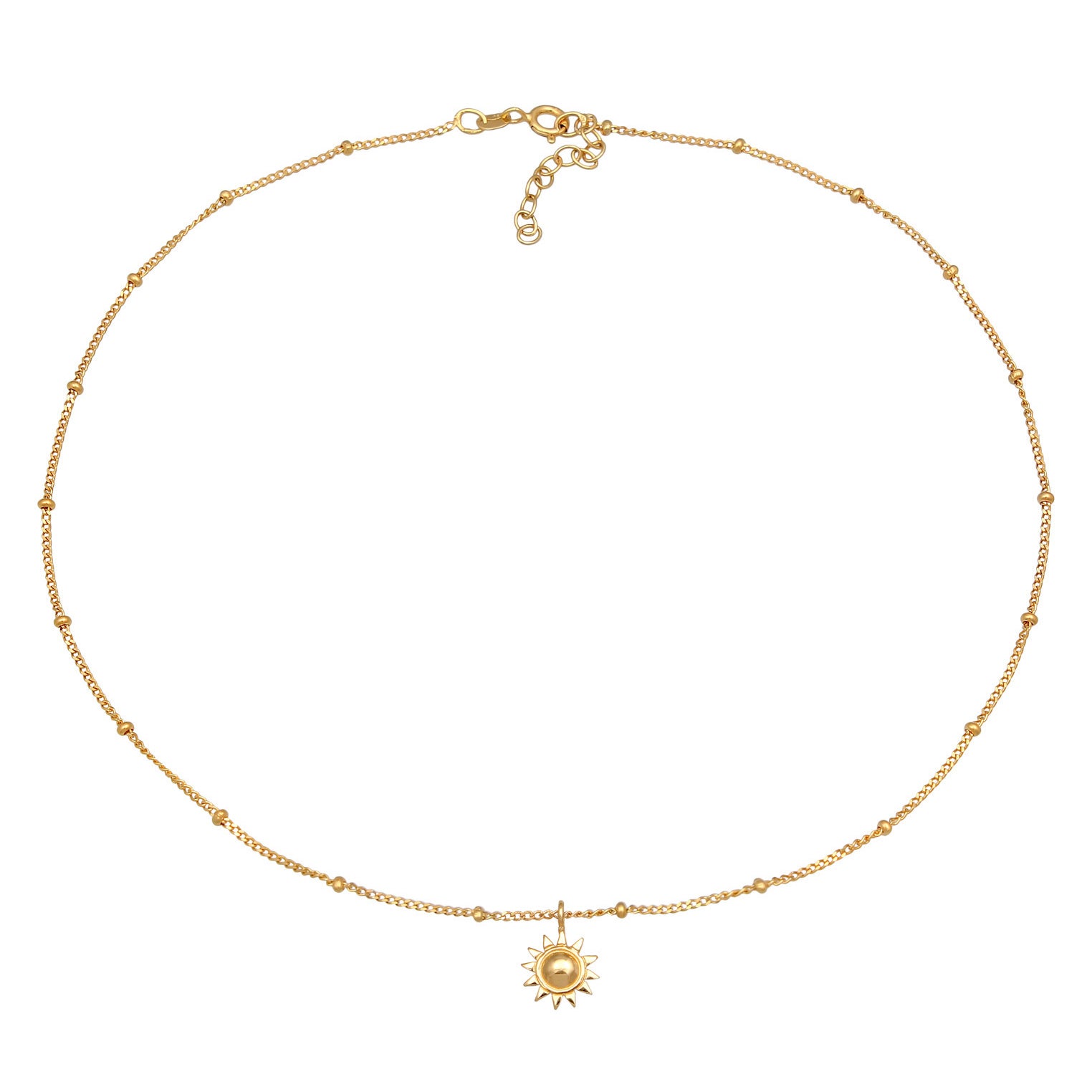 Gold Kalung Perhiasan Perak 925 Wanita Sun Choker Gold Plated