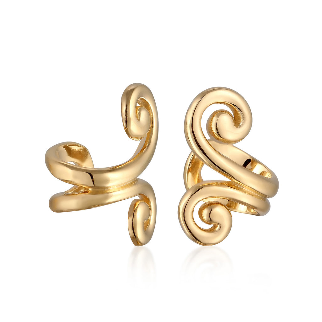 Gold Anting Perhiasan Perak 925 Wanita Spiral Earcuff Gold Plated