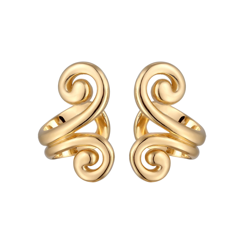 Gold Anting Perhiasan Perak 925 Wanita Spiral Earcuff Gold Plated